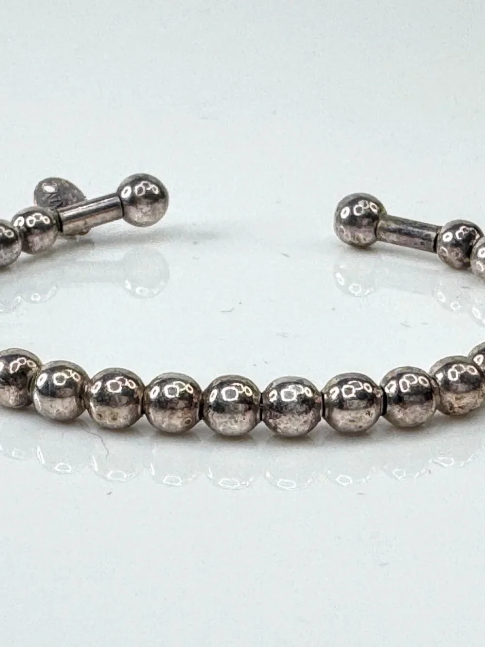 Italian Sterling Silver 4.25mm Bead on Wire Small Child Cuff Bracelet JR1720